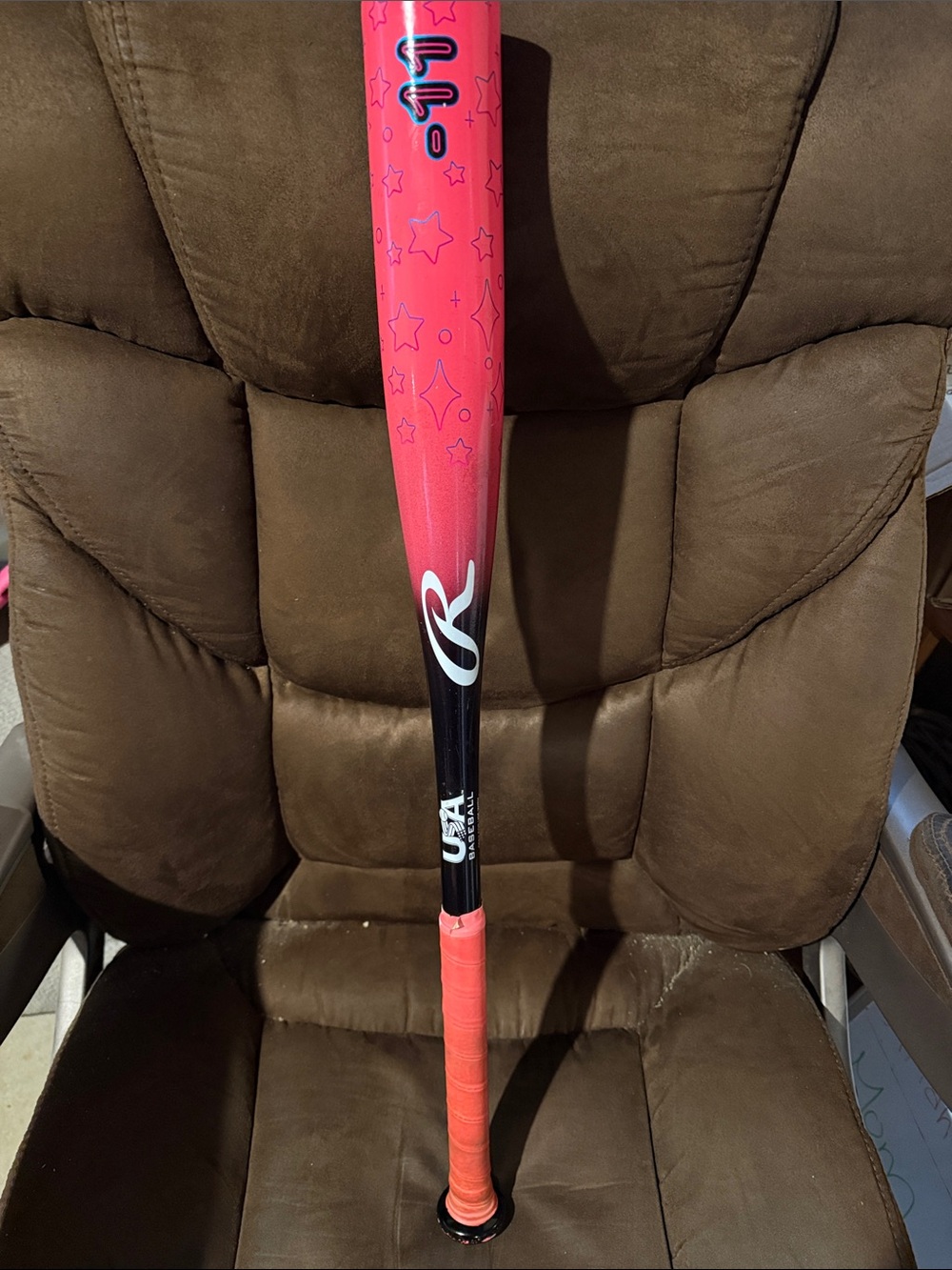 Rawlings Pink & Black Youth Baseball Bat with Star Graphics